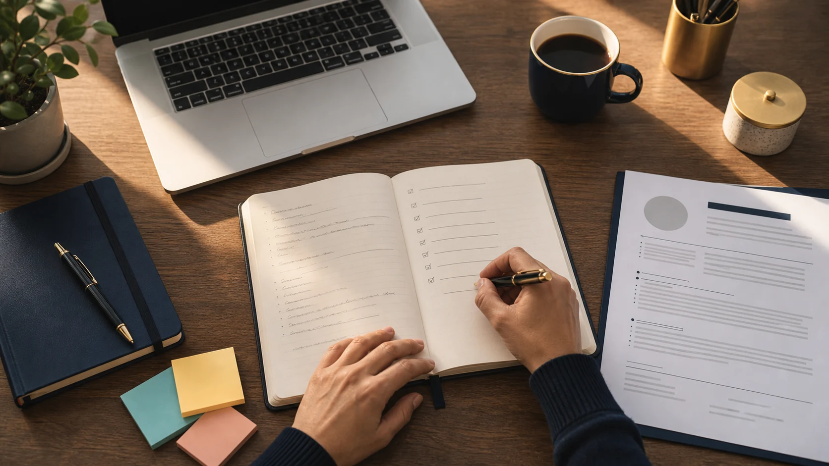 Carnet de réflexion, CV et objectifs pour clarifier une transition professionnelle